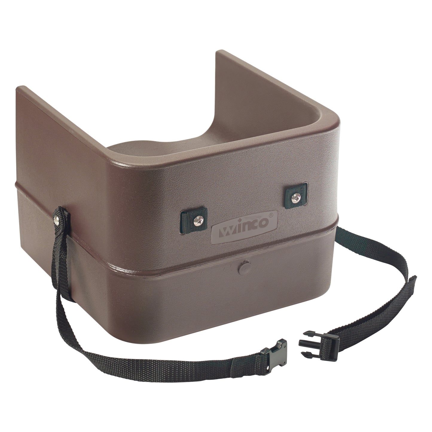 Winco CHB-1P Brown Plastic 3-Way Strap Single-Sided Booster Seat
