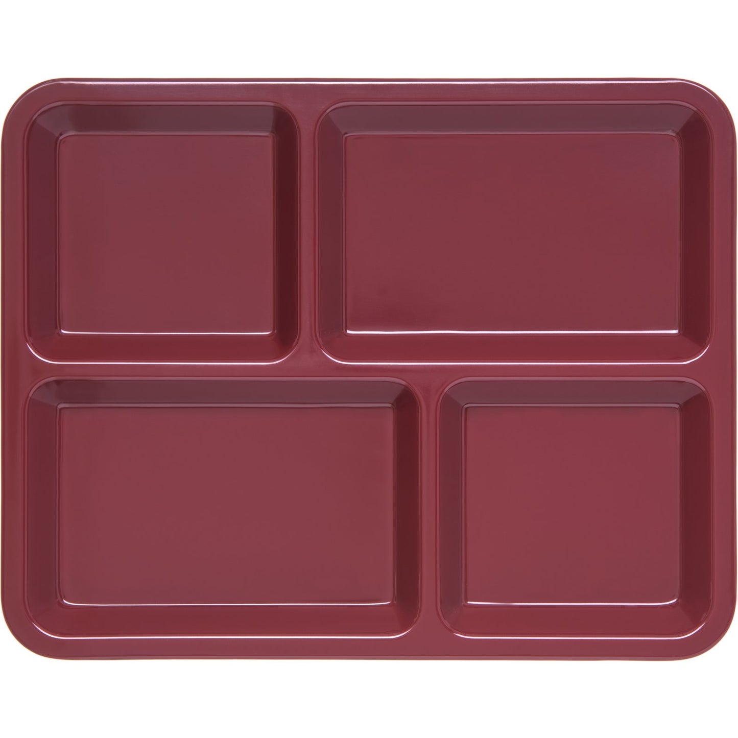 Carlisle KL44485 8.5" x 11" Dark Cranberry 4-Compartment Melamine Tray