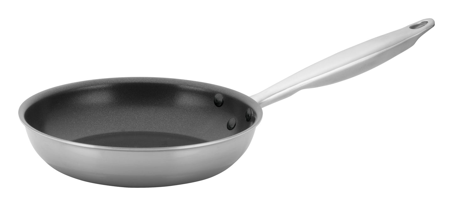 Winco TGFP-8NS 8" Stainless Steel Triply Fry Pan, Non-Stick