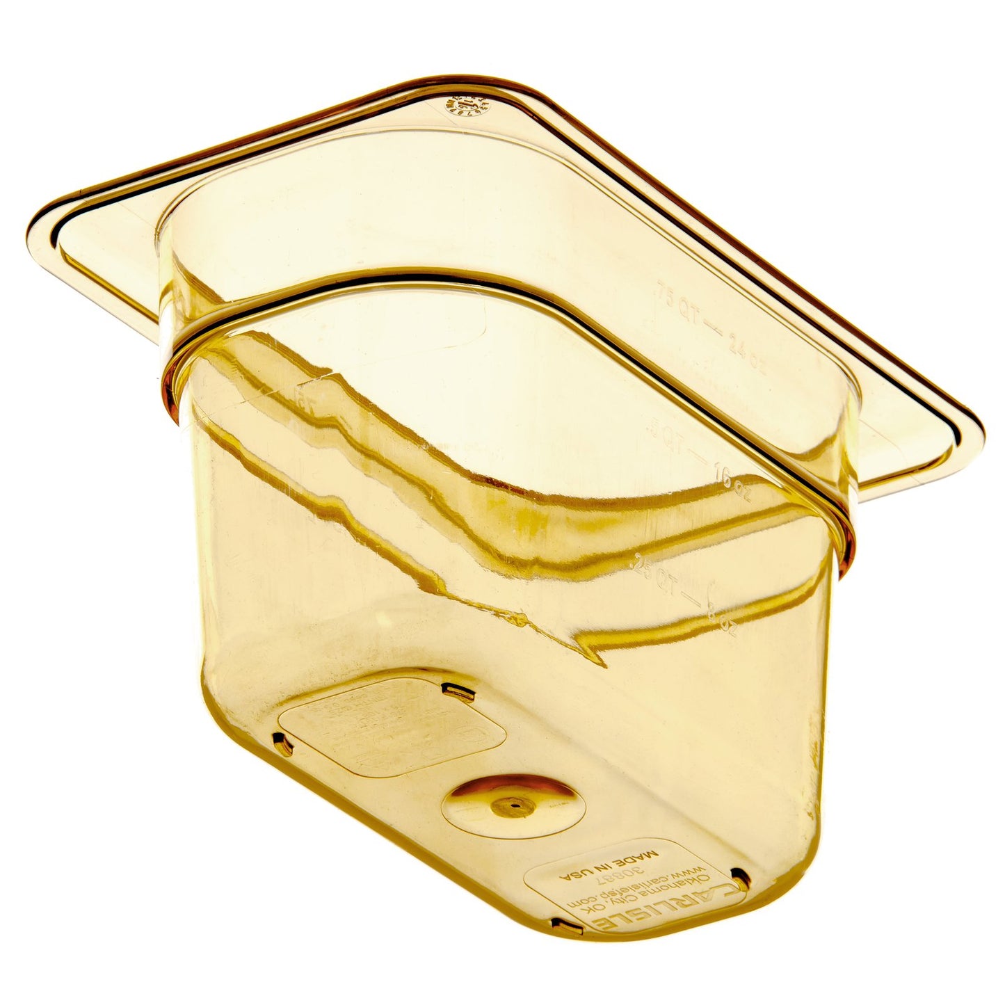 Carlisle 3088713 1/9 Size Amber High Heat Plastic StorPlus Food Pan, 4" Deep