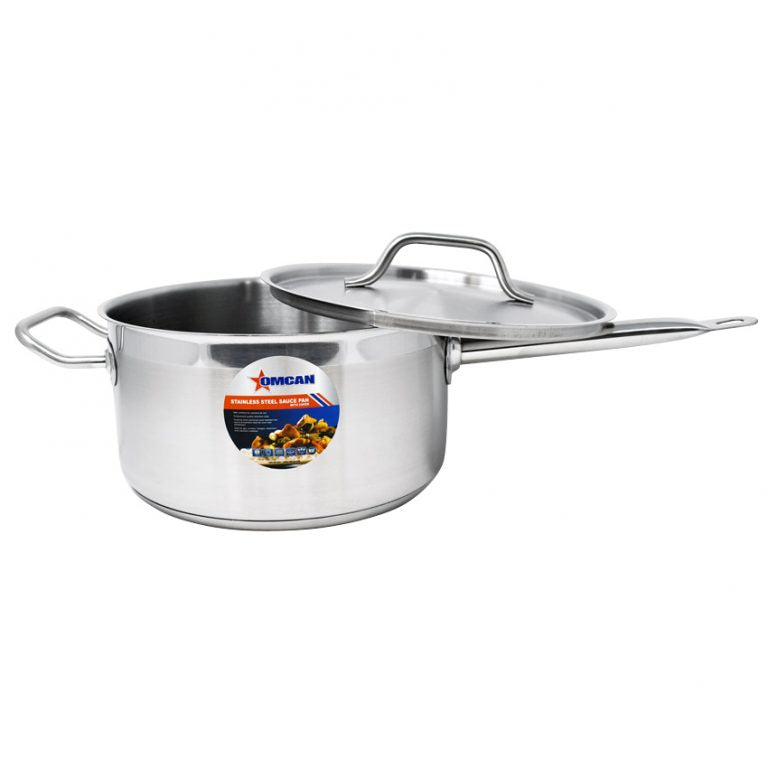 Omcan 80434 6 Qt Stainless Steel Sauce Pan with Cover and Handle