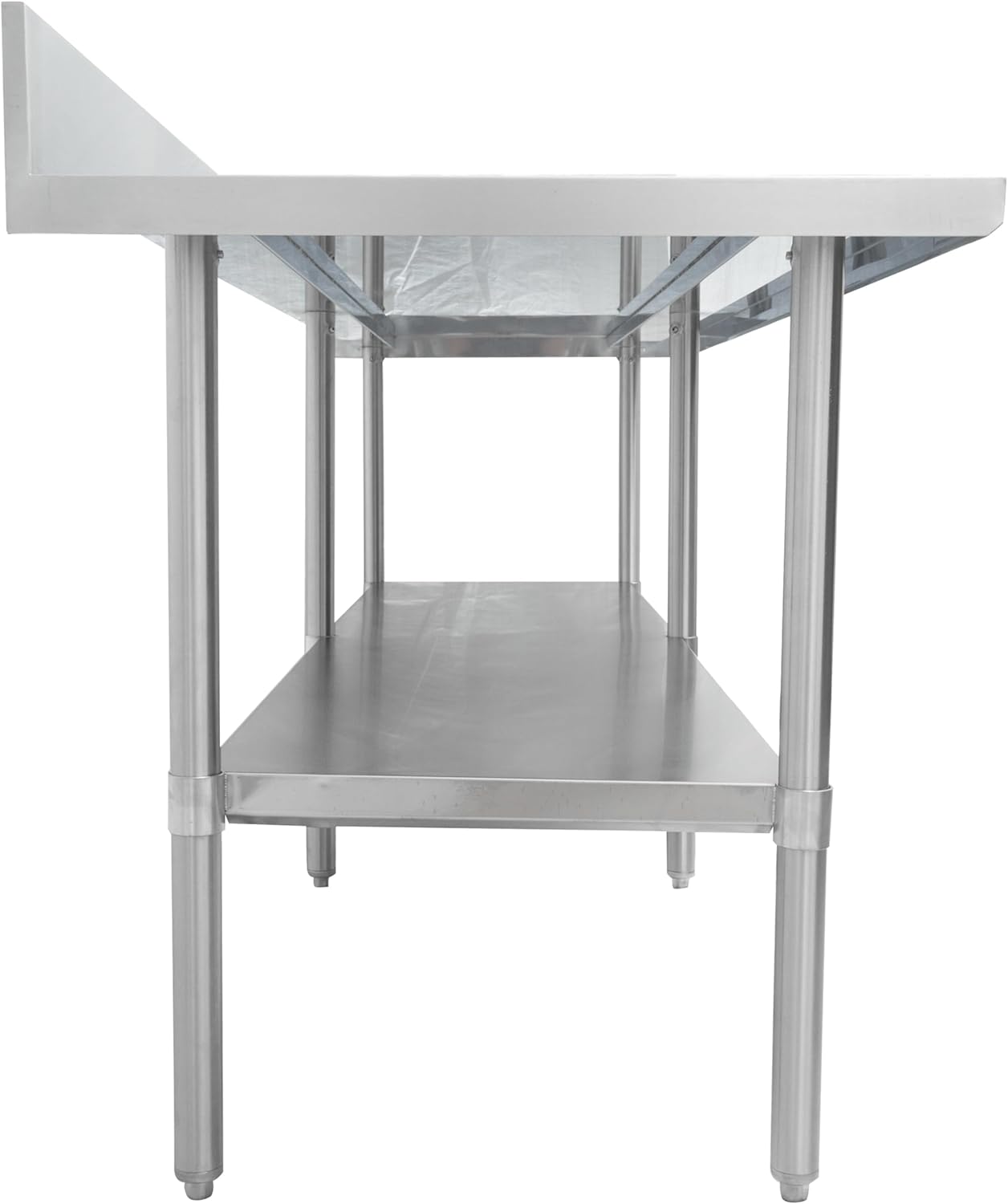 Thorinox DSST-2472-BKSS 24"x72" Stainless Steel Work Table with Backsplash & Stainless Steel Undershelf & Legs