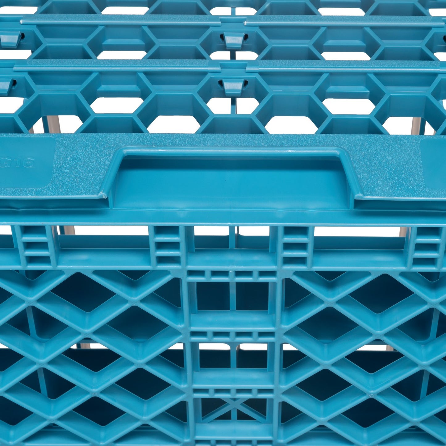 Carlisle RG16-214 Carlisle Blue 16-Compartment Polypropylene OptiClean Divided Glass Rack with 2 Extenders 7.12"