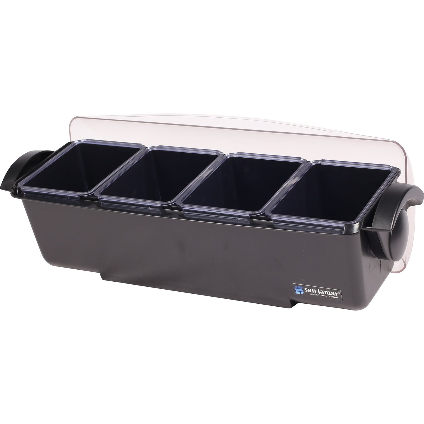 San Jamar BD4004 12 Pint Black 4-Tray The Dome Condiment Center