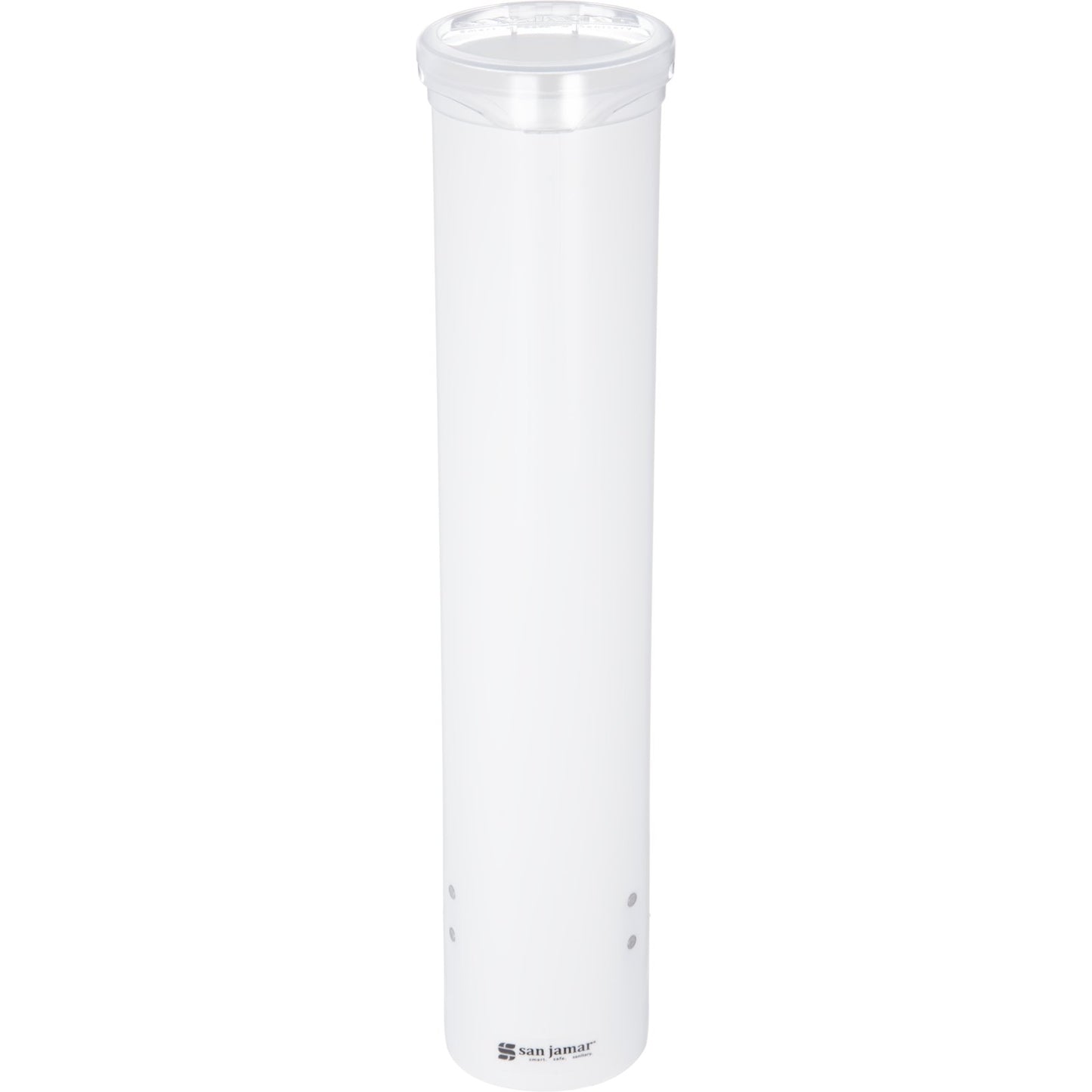 San Jamar C4160WH Small White Pull-Type Water Cup Dispenser with Flip Cap