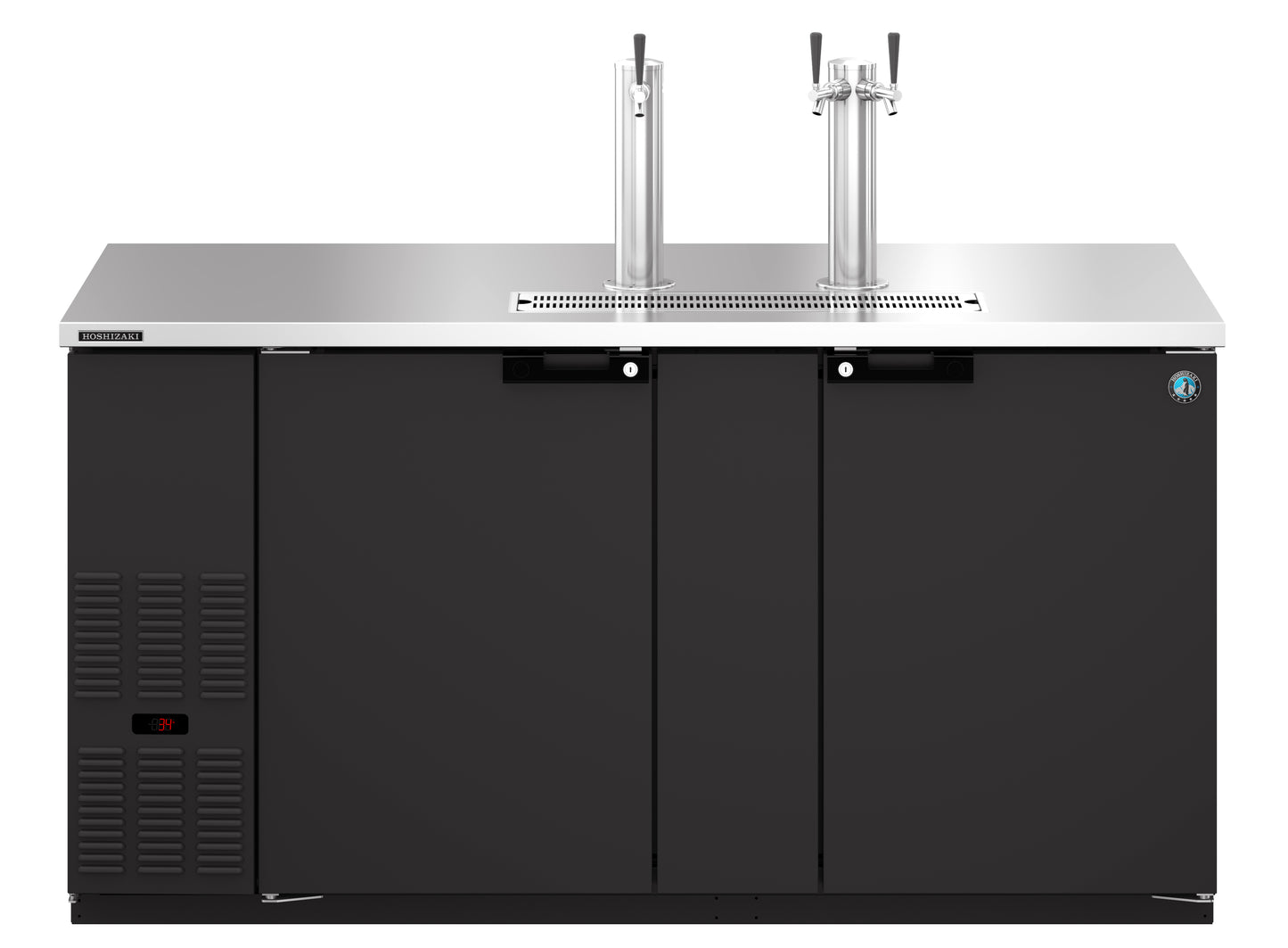 Hoshizaki DD69 Black Two Section Vinyl Back Bar Direct Draw, Solid Doors Refrigerator