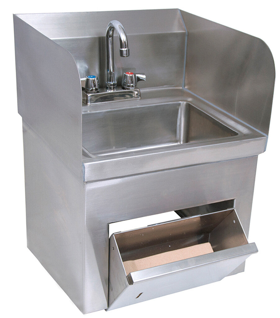 BK Resources BKHS-D-1410-SKTS-P-G Stainless Steel Hand Sink with Skirt, Faucet, 2 Holes 13-3/4"x10"D