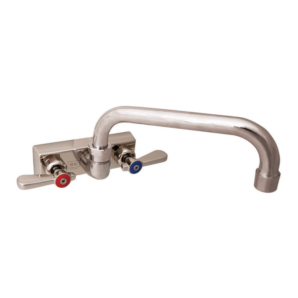 BK Resources EVO-4SM-6 Stainless Steel Evolution 4" Splash Mount Faucet, 6" Swing Spout