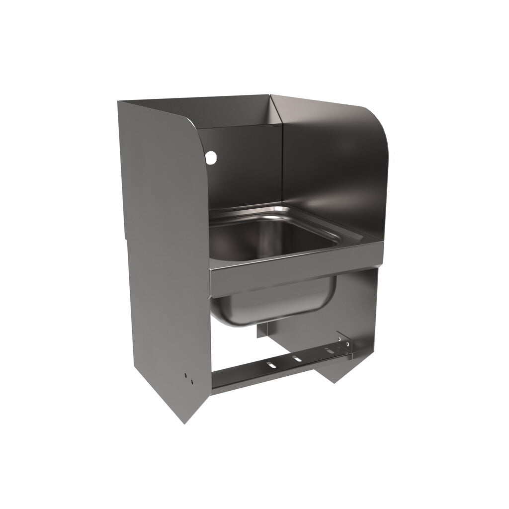 BK Resources BKHS-W-SS-1-SS-BKK Stainless Steel Space Saver Hand Sink w/ Sidesplashes & Knee Valve