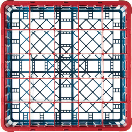 Carlisle RG25-1C410 Red-Carlisle Blue 25-Compartment Polypropylene OptiClean Divided Glass Rack with 1 Extender 5.56"