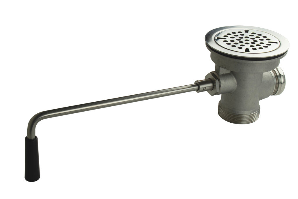 BK Resources EVO-LWR-S Stainless Steel Evolution Rotary Ball Valve Lever Waste Drain w/ Twist Handle & 3-1/2" Sink Opening