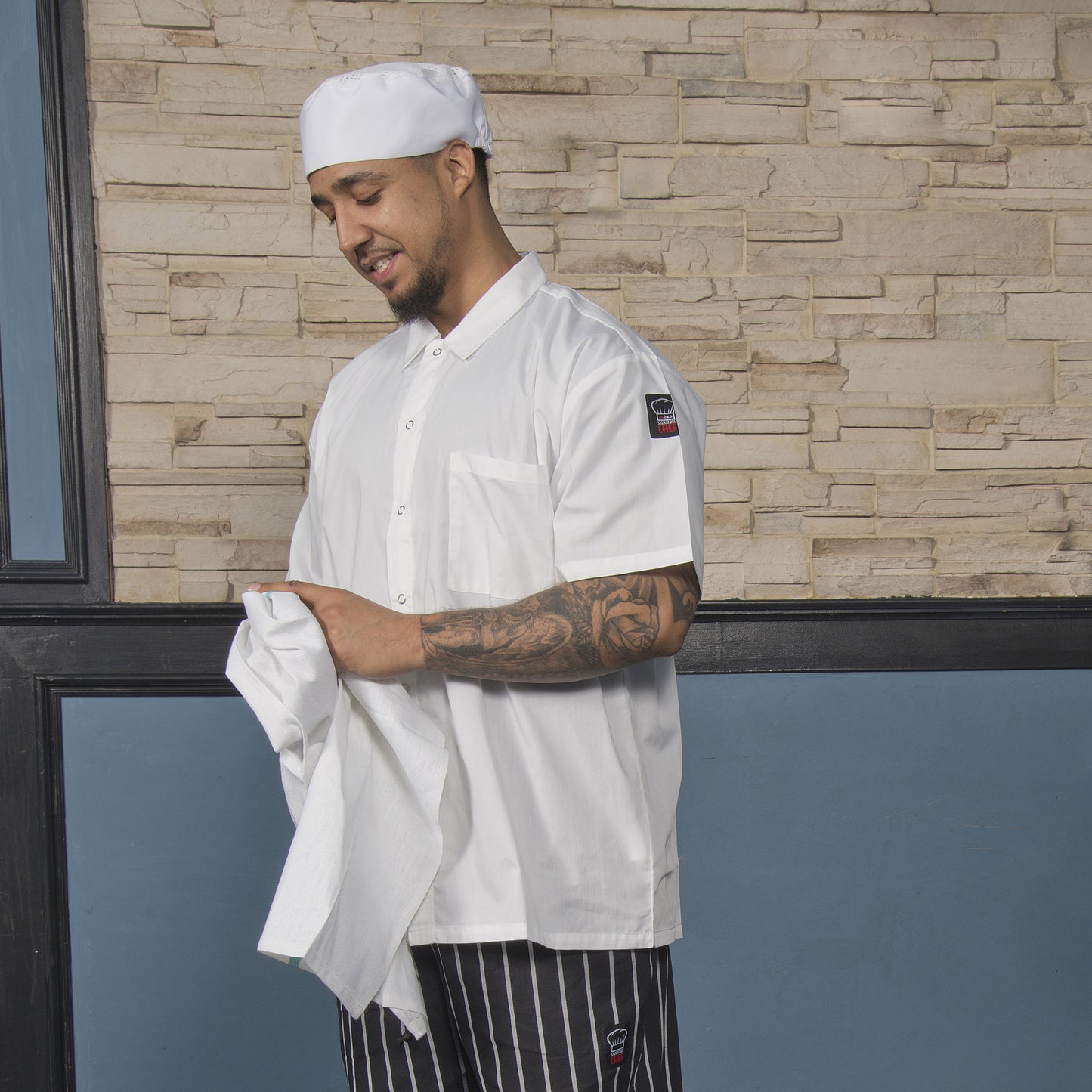 Winco UNF-1WXXL 2XL White Cook Shirt, Short Sleeves