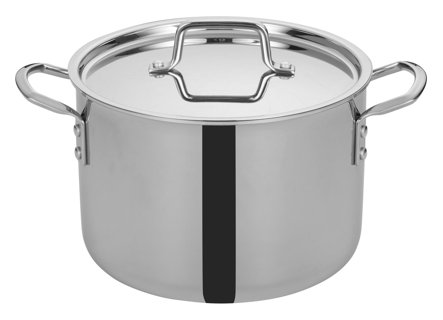 Winco TGSP-8 8 Qt. Stainless Steel Triply Stock Pot w/ Cover