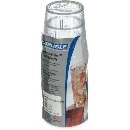 Carlisle 5529-8107 9 oz Clear SAN Stackable Old Fashion Plastic Tumbler - Cash & Carry (6/pk)