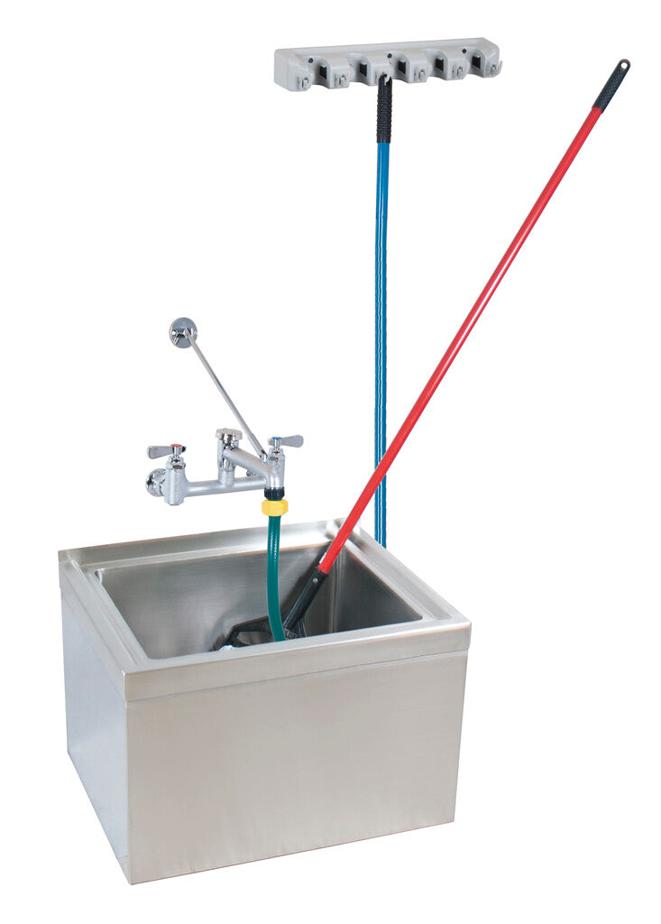 BK Resources BKMS-1620-6-KIT Stainless Steel Mop Sink Kit with Floor Mount 20L X 16W X 6D