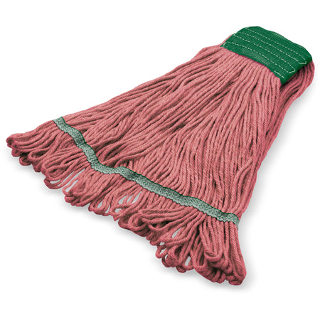 Carlisle 369418B05 Medium Red Synthetic/Cotton Blend 4 Ply Looped-End Mop w/ Green Band