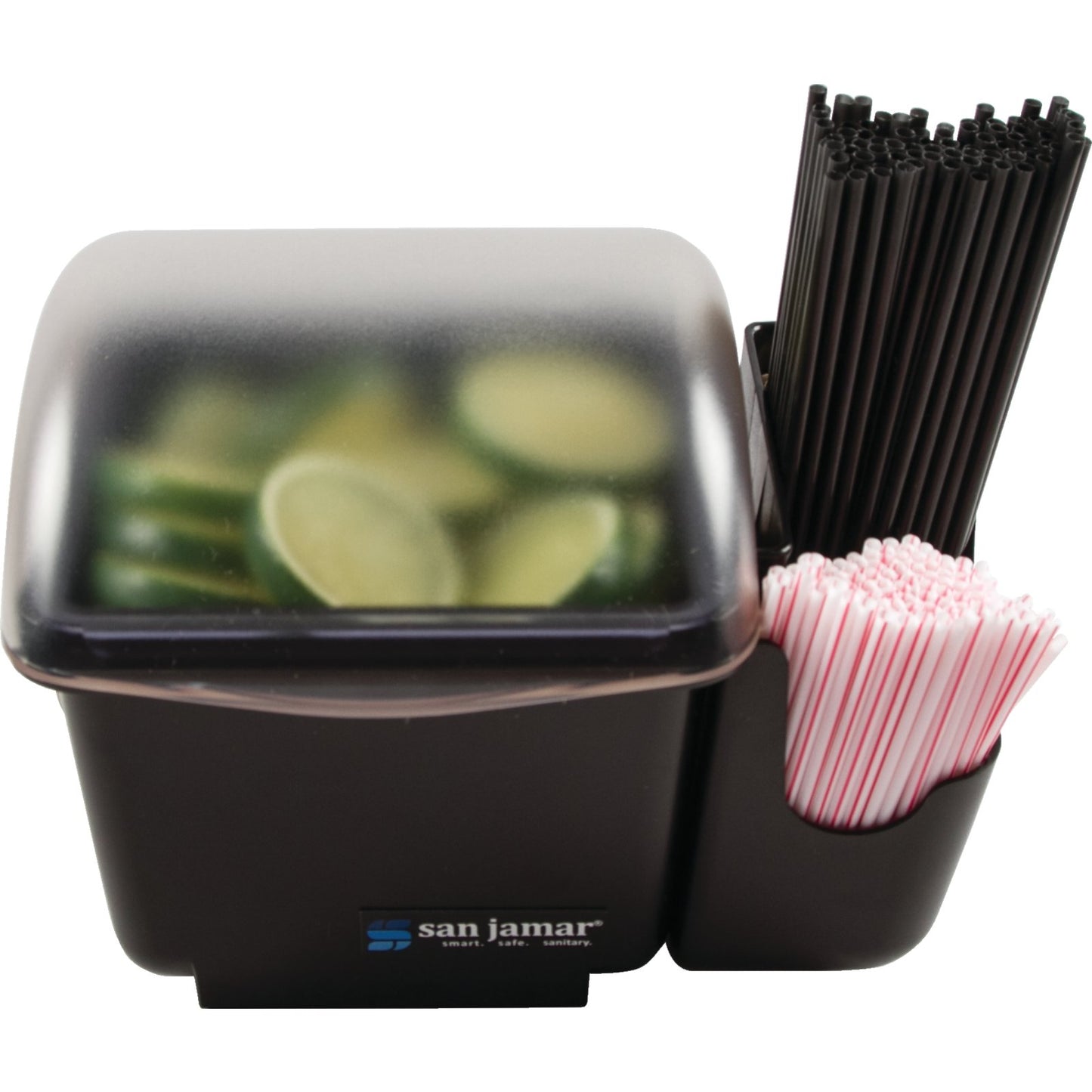 San Jamar BD2002CAR 1 Qt Black Mini Dome Condiment Holder with Snap-On Caddy