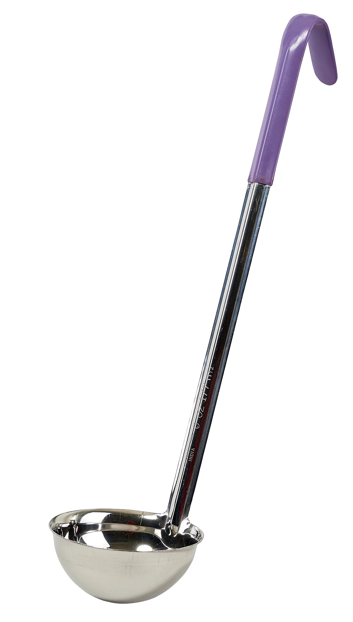 Winco LDC-6P 6 oz. Purple Stainless Steel Ladle, Allergen Free