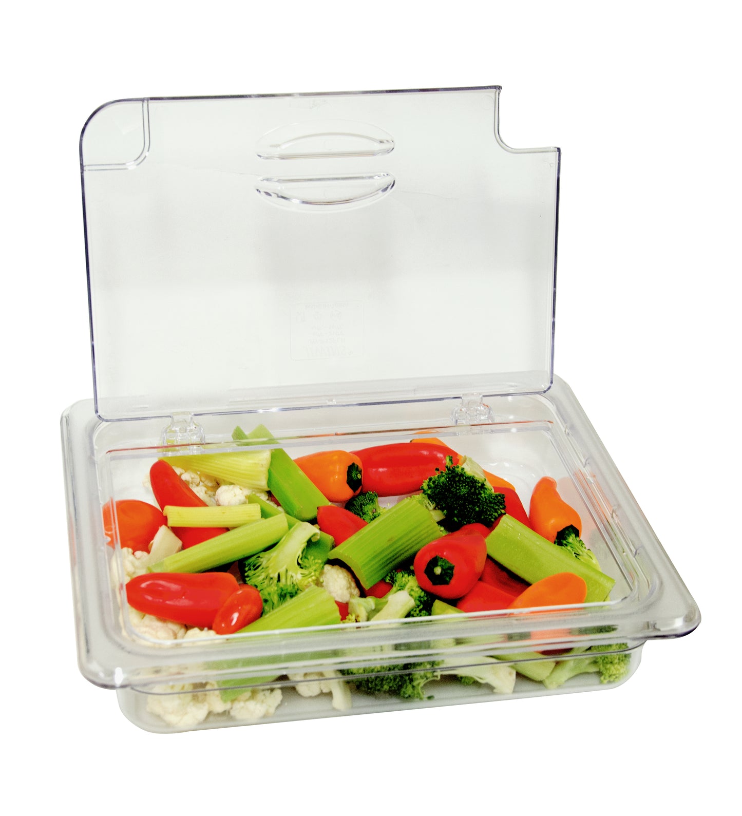 Omcan 43639 1 / 2 Clear Polycarbonate Flip Lid with Gap