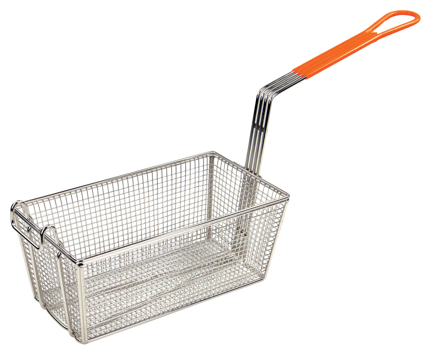 Winco FB-10 12-1/8" x 6-1/2" x 5-3/8" Fry Basket, Orange Handle