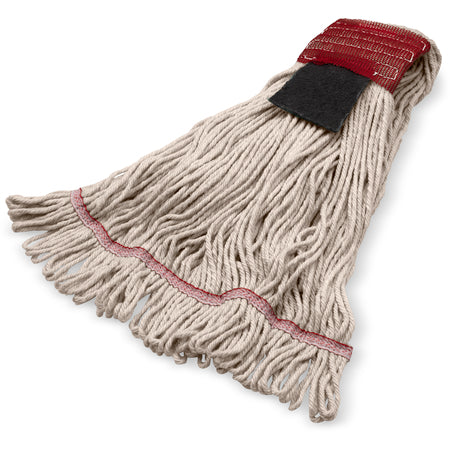Carlisle 369424S00 Large Natural Acrylic Fiber Looped-End Mop w/ Red Band w/ Scrubber