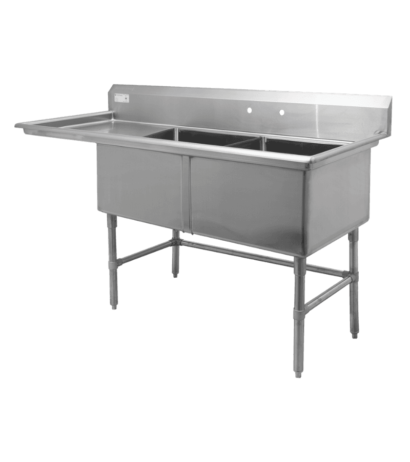 Thorinox TDS-2424-L24 24" x 24" Double Sink with Left Drainboard