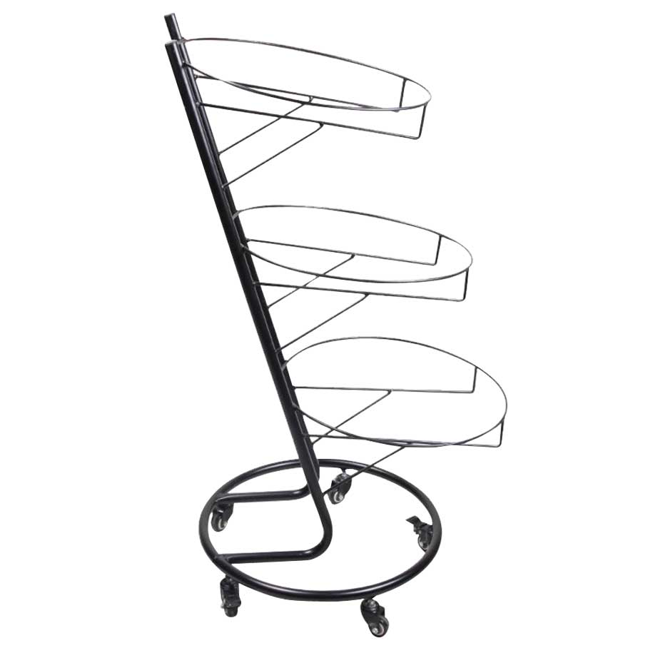 Omcan 44294 Black 3-Tier Display Stand with 5 Wheels