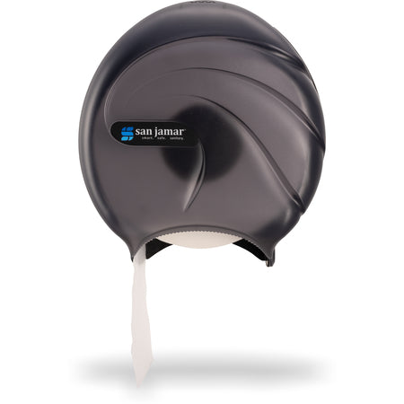 San Jamar R2090TBK 9" Black Pearl Single Oceans Jumbo Bath Tissue Dispenser, 3.25" core
