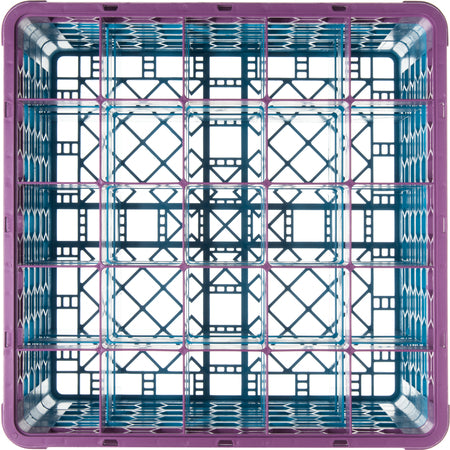 Carlisle RG25-4C414 Lavender-Carlisle Blue 25-Compartment Polypropylene OptiClean Divided Glass Rack with 4 Extenders 10.3"