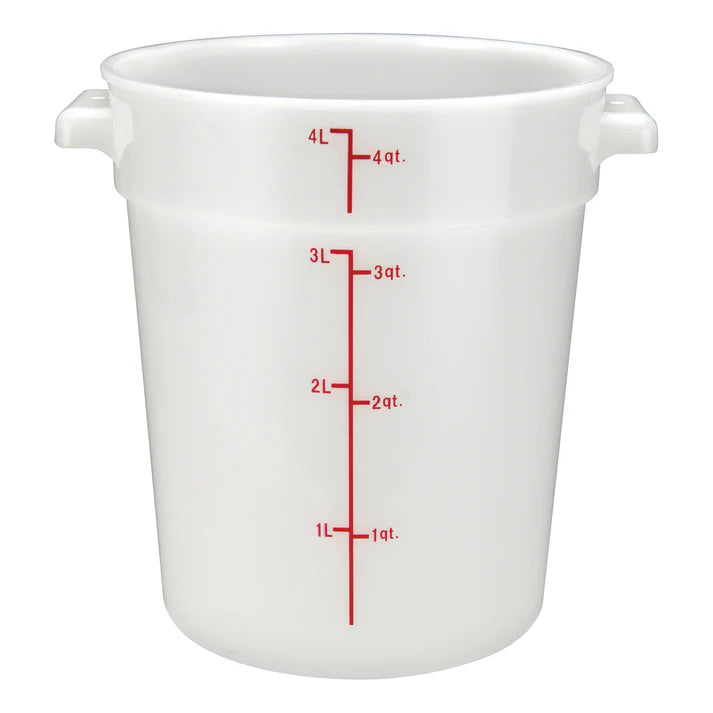 Winco PPRC-4W 4 Qt. White Round Polypropylene Storage Container