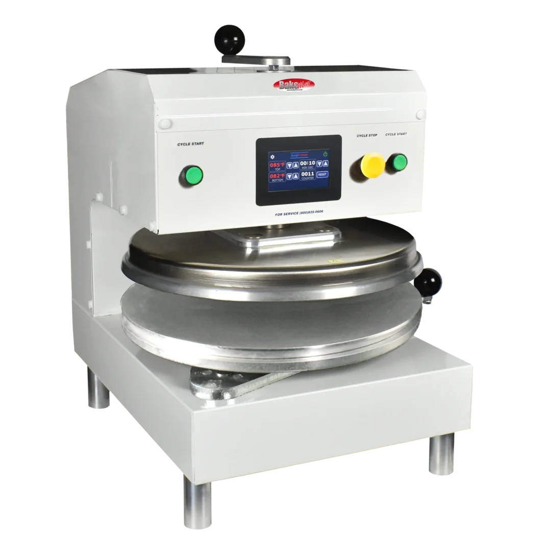 BakeMax BMDXEW Electric Countertop White Powder Coat Automatic Single Heat Dough Press