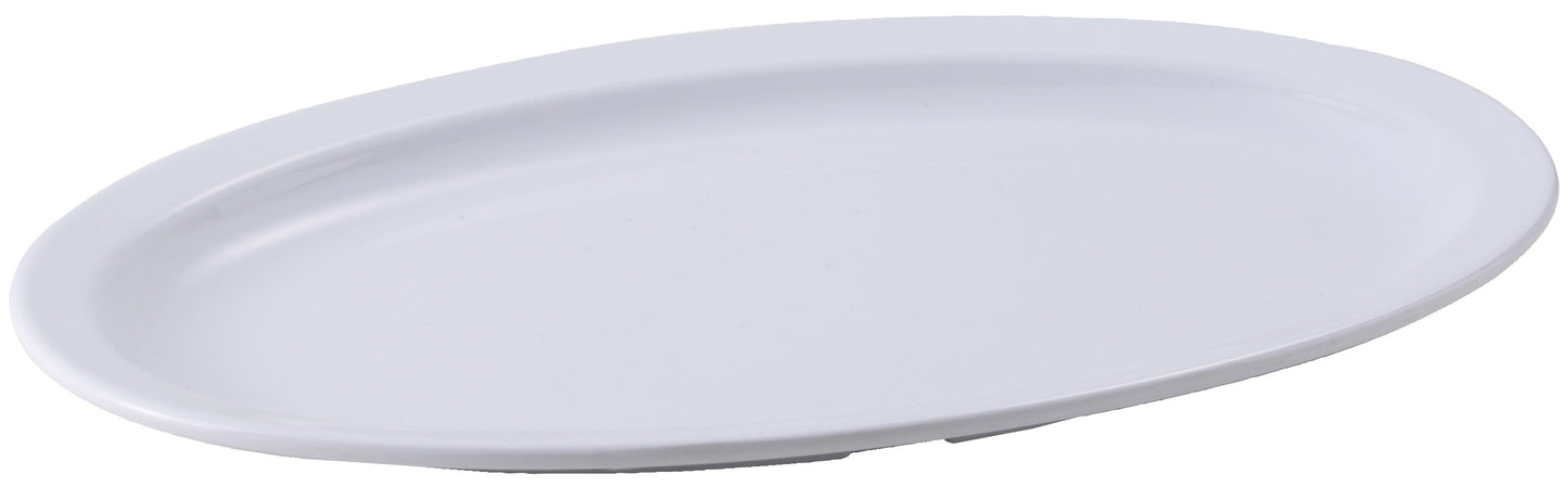 Winco MMPO-139W 13-1/8" x 9-1/2" White Melamine Narrow Rim Platters
