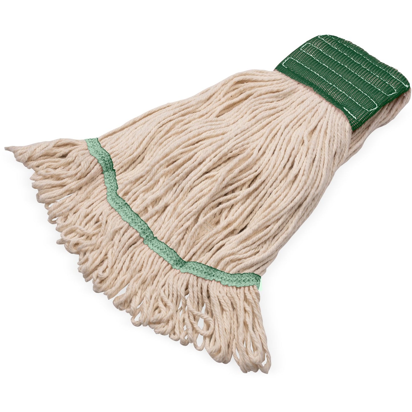 Carlisle 369120G00 Medium Natural Acrylic Fiber Grease Release Looped End Mop Green Band