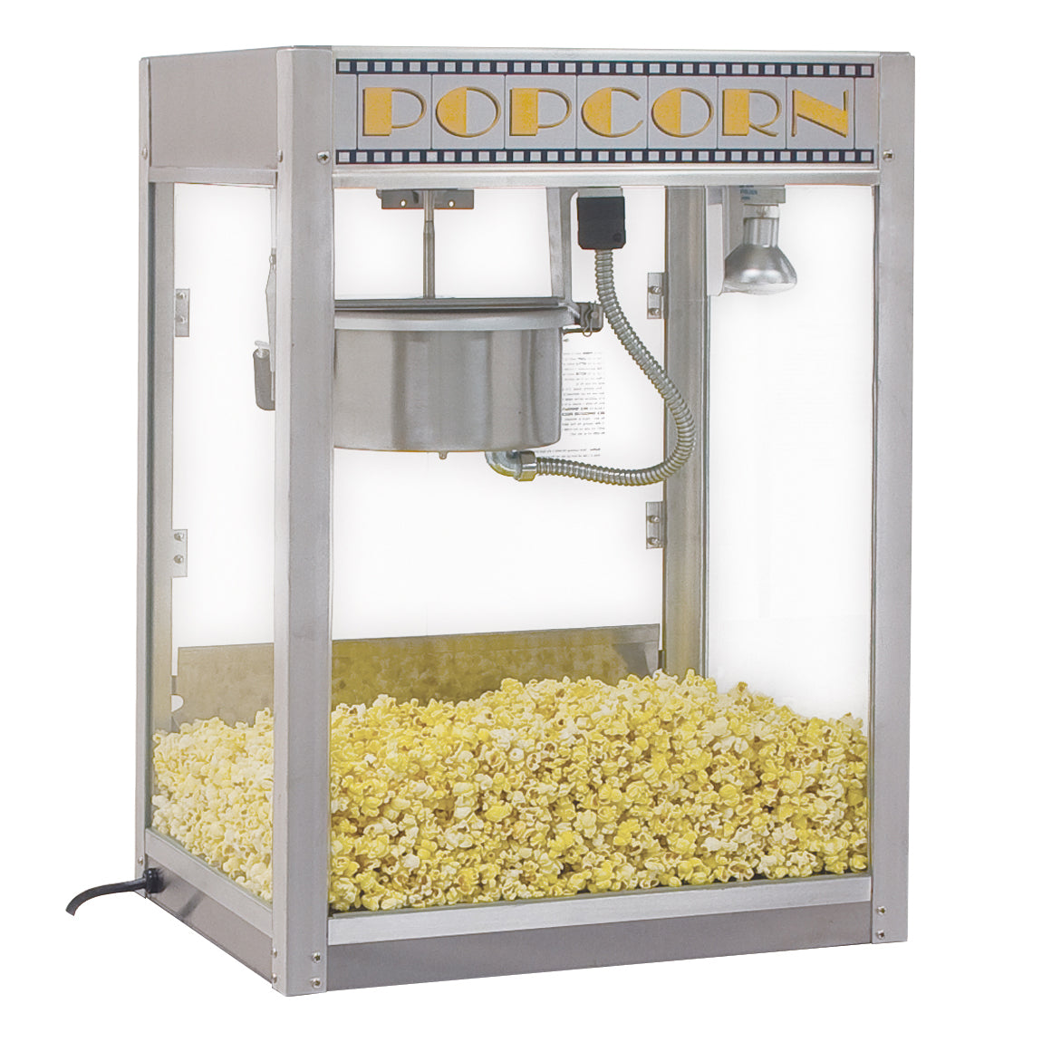 Winco 11087 Benchmark Silver Screen Popcorn Machine - 8 oz Kettle