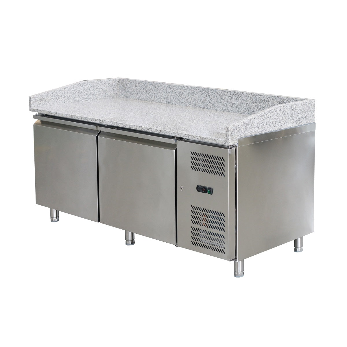 Omcan 48621 80-inch 2-Door Granite Top Refrigerated Pizza Prep Table