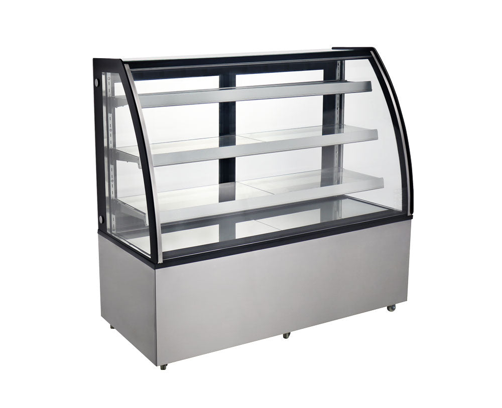 Omcan 44504 72-inch Curved Glass Floor Refrigerated Display Case