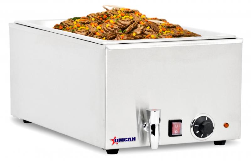 Omcan 19076 Single Chamber Food Warmer with 2 Half-size Pans or 1 Full-size Pan Capacity