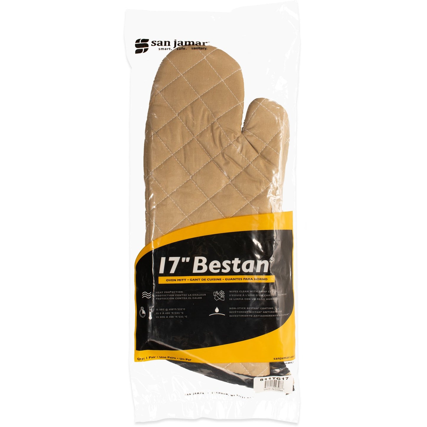 San Jamar 811TG17 17" Tan Bestan Oven Mitt