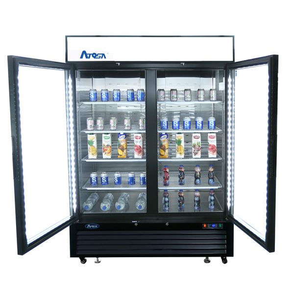 Atosa MCF8732GR 39" Black Double Glass Door Merchandiser Freezer