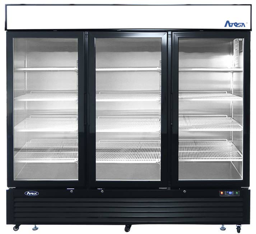 Atosa MCF8728GR 81" Triple Glass Door Black Exterior Reach-In Freezer