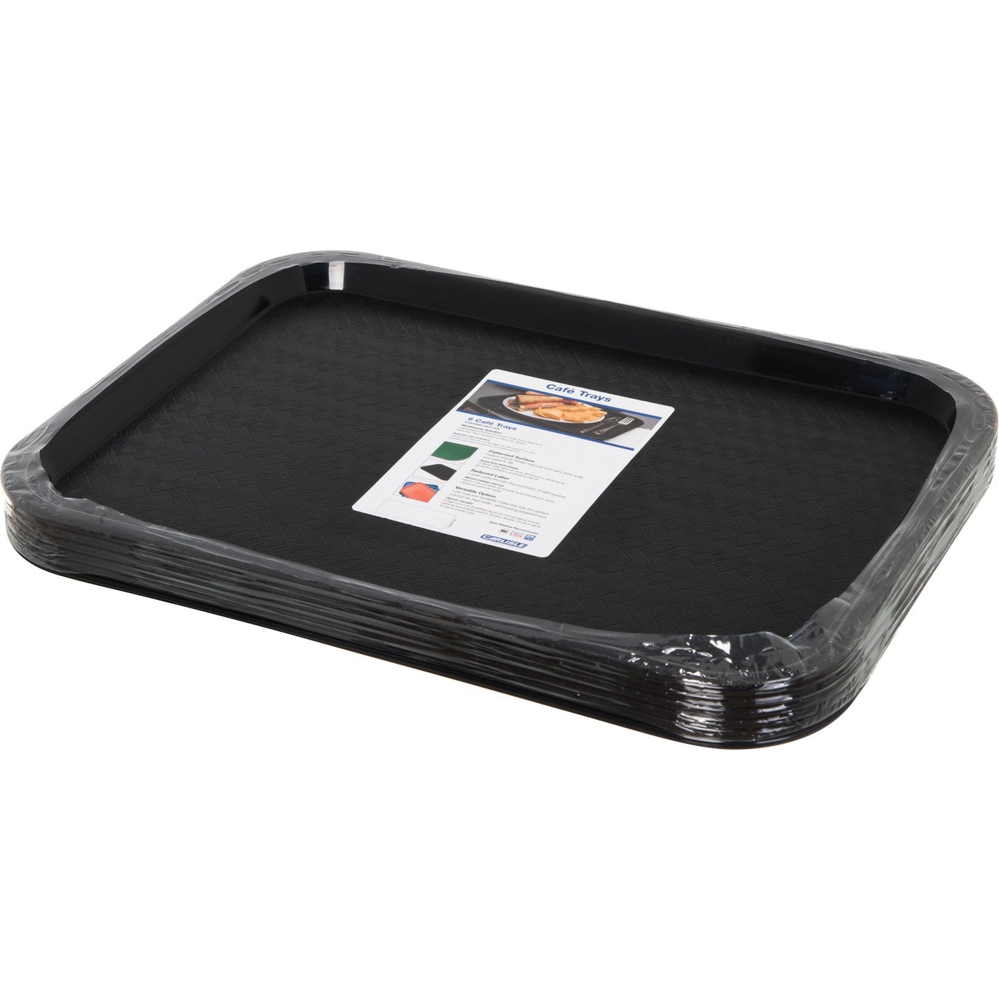Carlisle CT1216-8103 12" x 16" Black Cafe Fast Food Cafeteria Tray (6/pk)