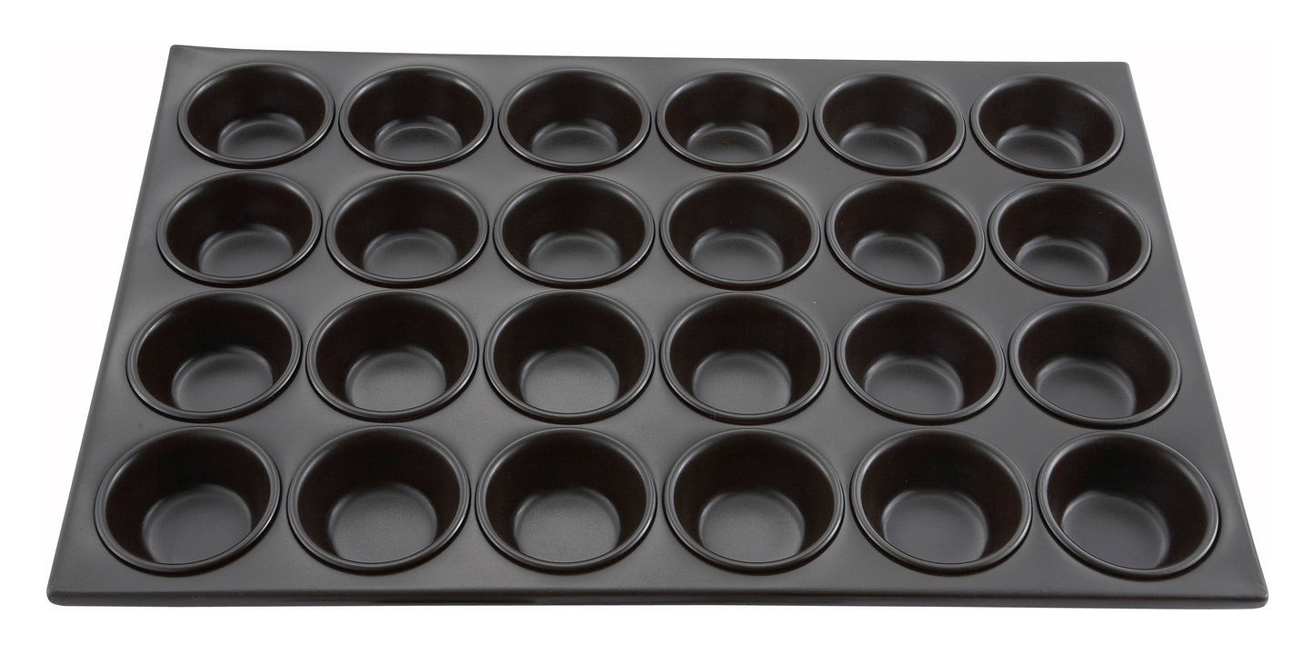 Winco AMF-24NS 3 oz. Aluminum 24 Cup Muffin Pan, Non-stick