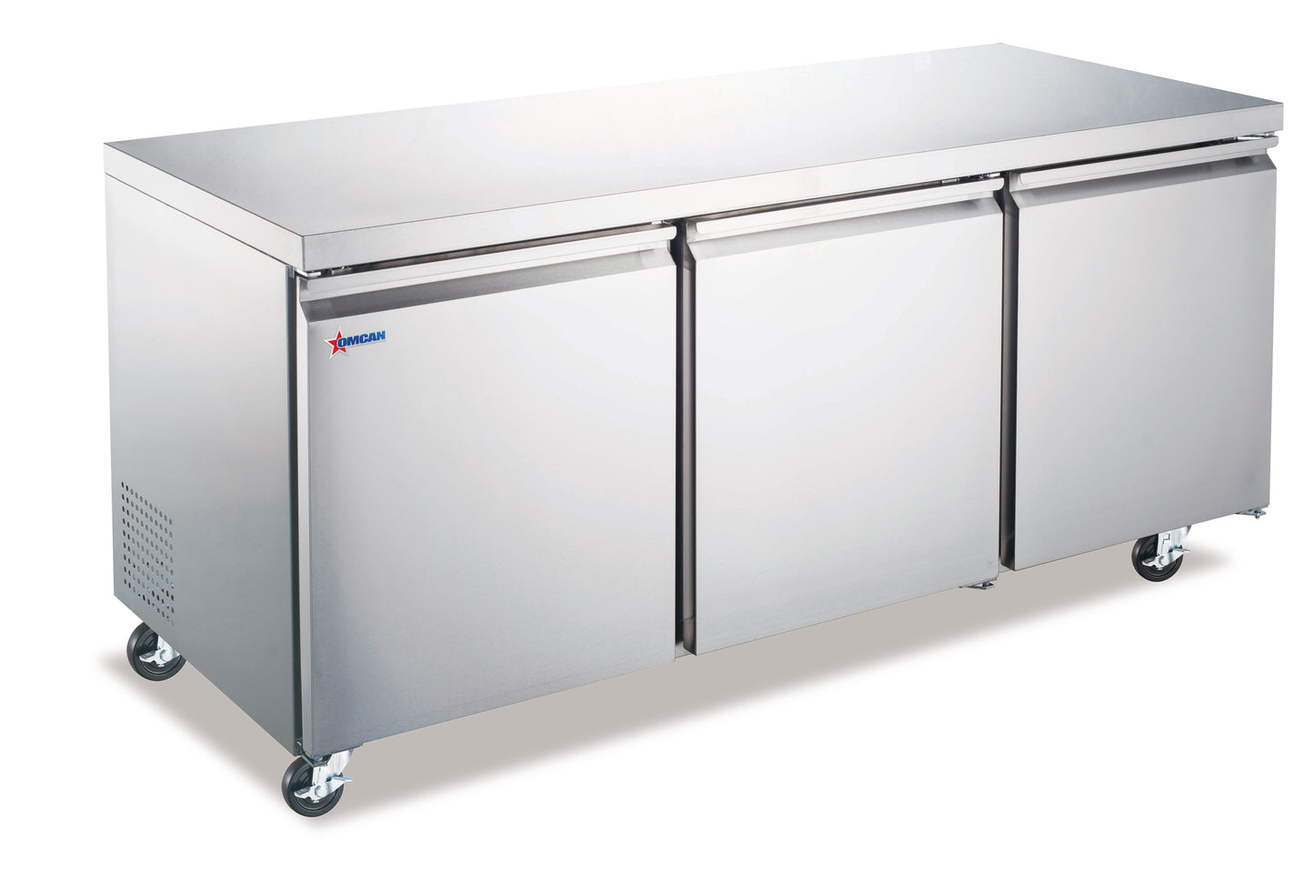 Omcan 50091 15.5 cu.ft. (440 Liters) 72" 3-Door Undercounter Refrigerator