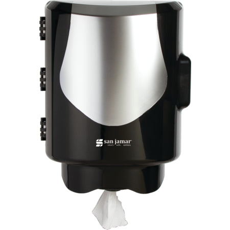 San Jamar T470BKSS Black Centerpull Towel Dispenser