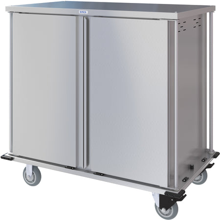 Dinex DXPTQC2T2DPT32 2 Trays Per Slide 32 Trays Double Door Stainless Steel Totally Quiet Compact Meal Delivery Cart