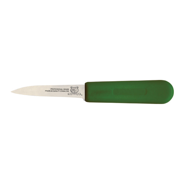 Omcan 12411 3 1/4" Paring Hotel Style Knife with Green Polypropylene Handle