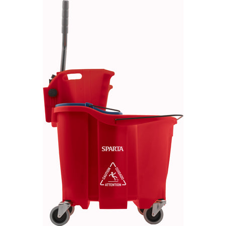 Sparta 9690405 35 Qt Red Polypropylene OmniFit Mop Bucket Combo - Side Press Wringer & Soiled Water Insert
