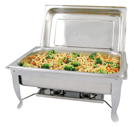 Winco C-1080 8 Qt. Full-size Stainless Steel Bellaire Chafer w/ Folding Frame
