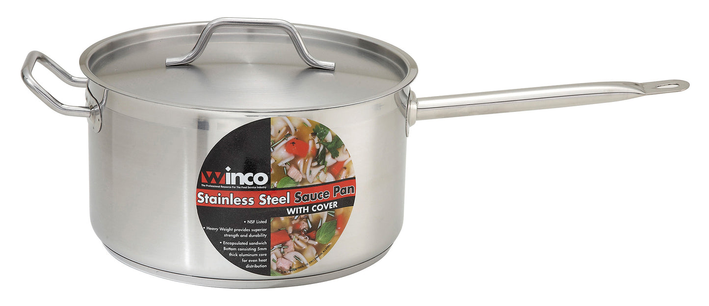 Winco SSSP-10 10 Qt. Stainless Steel Sauce Pan w/ Cover