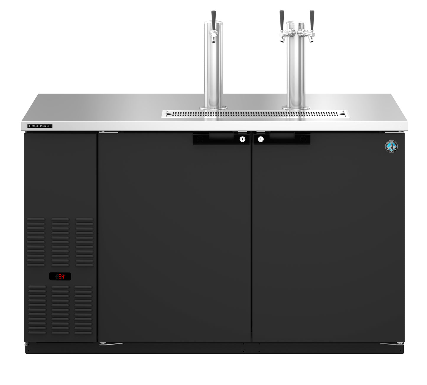 Hoshizaki DD59 Black Two Section Vinyl Back Bar Direct Draw, Solid Doors Refrigerator